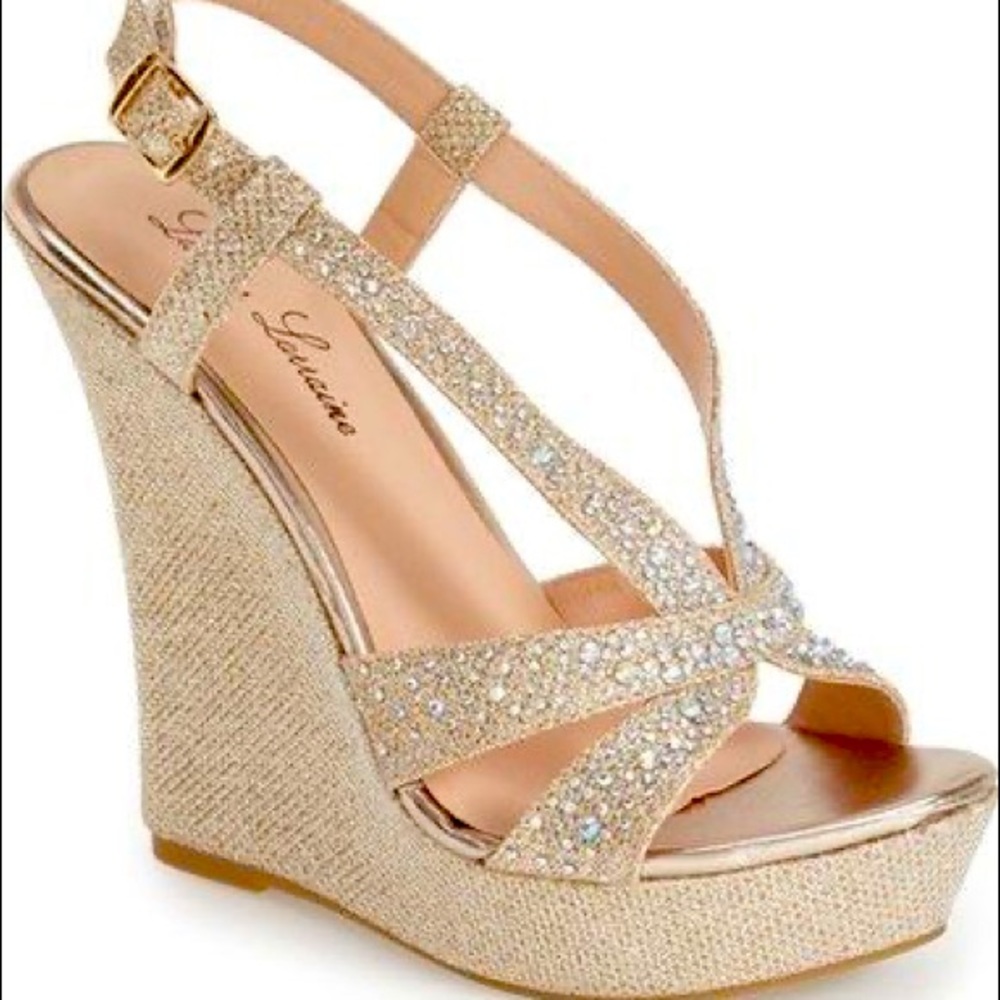 Lauren Lorraine gold Nika Wedge Sandal size 10
